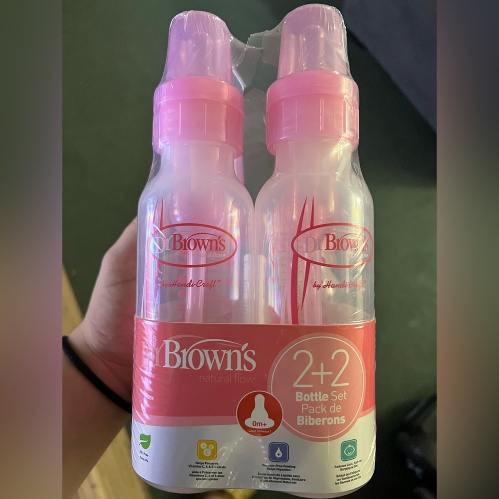 4 pack of pink Dr Brown bottles